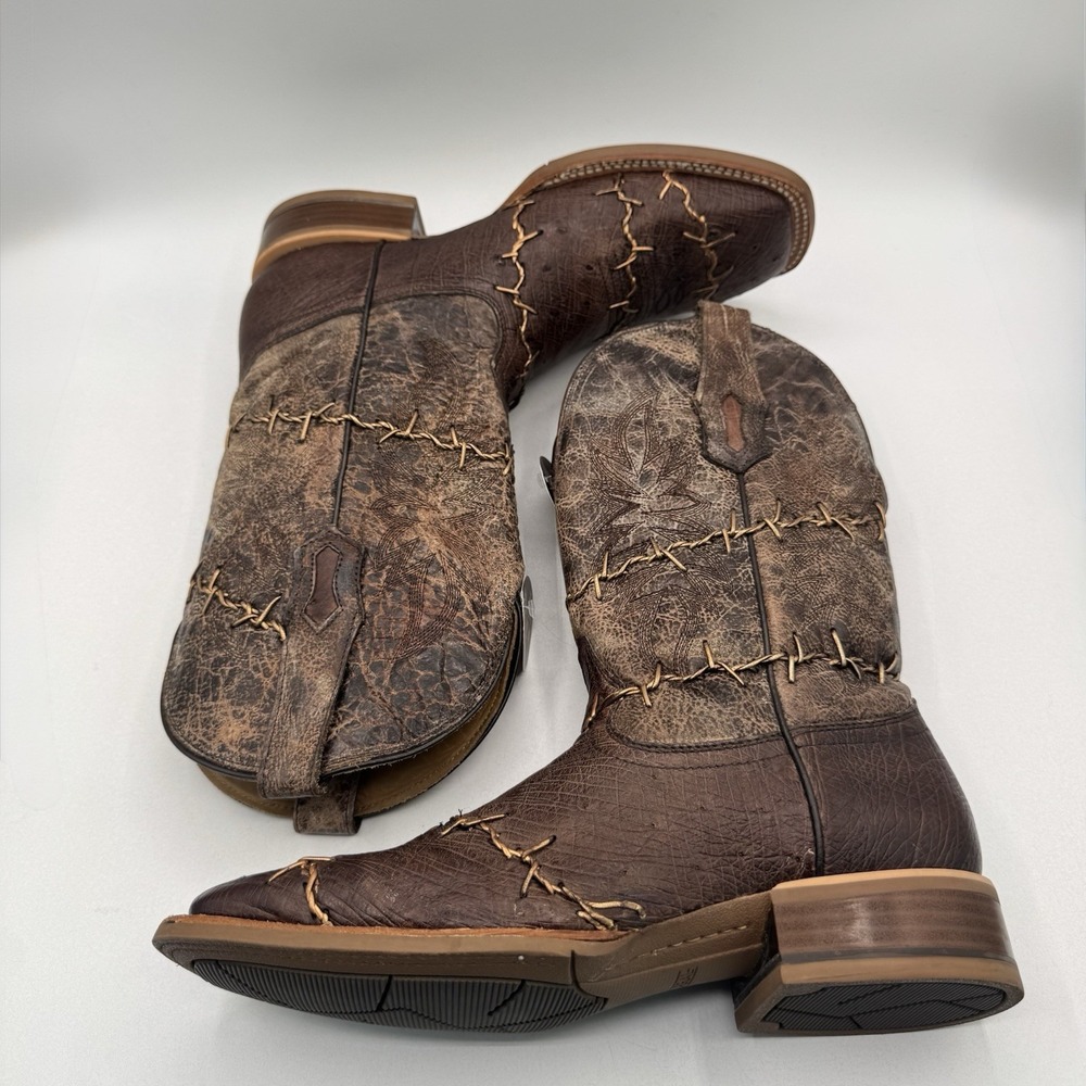 Corral Exotic Ostrich Barbed Wire Boots Men's Size 8.5 D Brown Leather Genuine - Picture 15 of 16